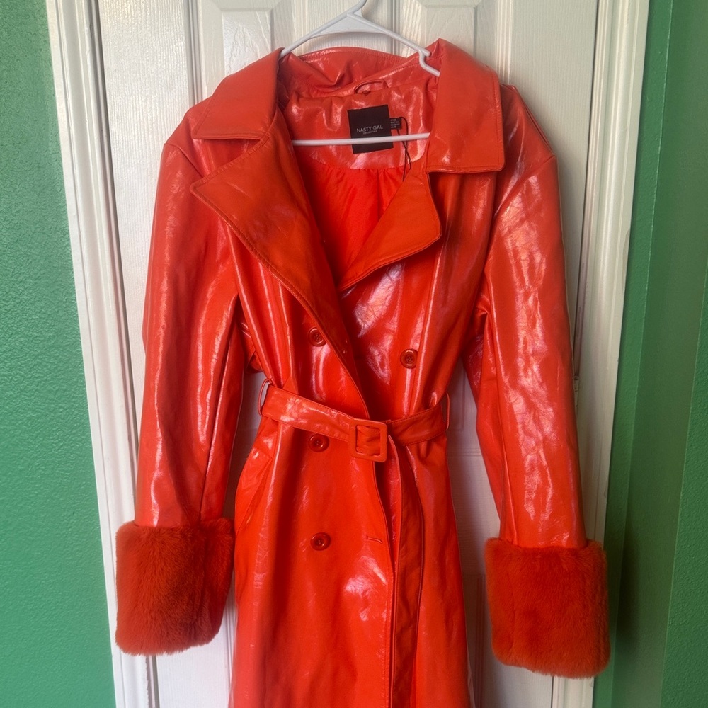 Nasty Gal Bold Orange Trench Coat - Picture 2 of 8